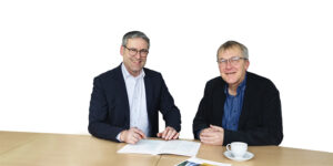 Konrad Aichner und Bernd Vollrodt im Gespräch; Quelle: Harz Energie