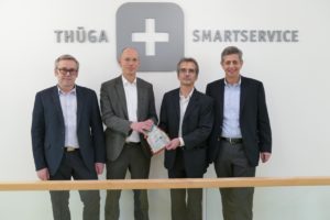 Offizielle Übergabe des CASA im Safebag: (von links) Peter Hornfischer, Franz Schulte, Norbert Malek, Dr. Peter Heuell. ©Thüga SmartService